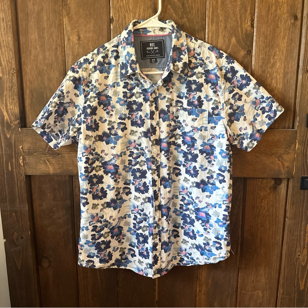 MBX PREMIUM GOODS MEN'S SHORT SLEEVE CASUAL DRESS SHIRT FLORAL- SIZE M